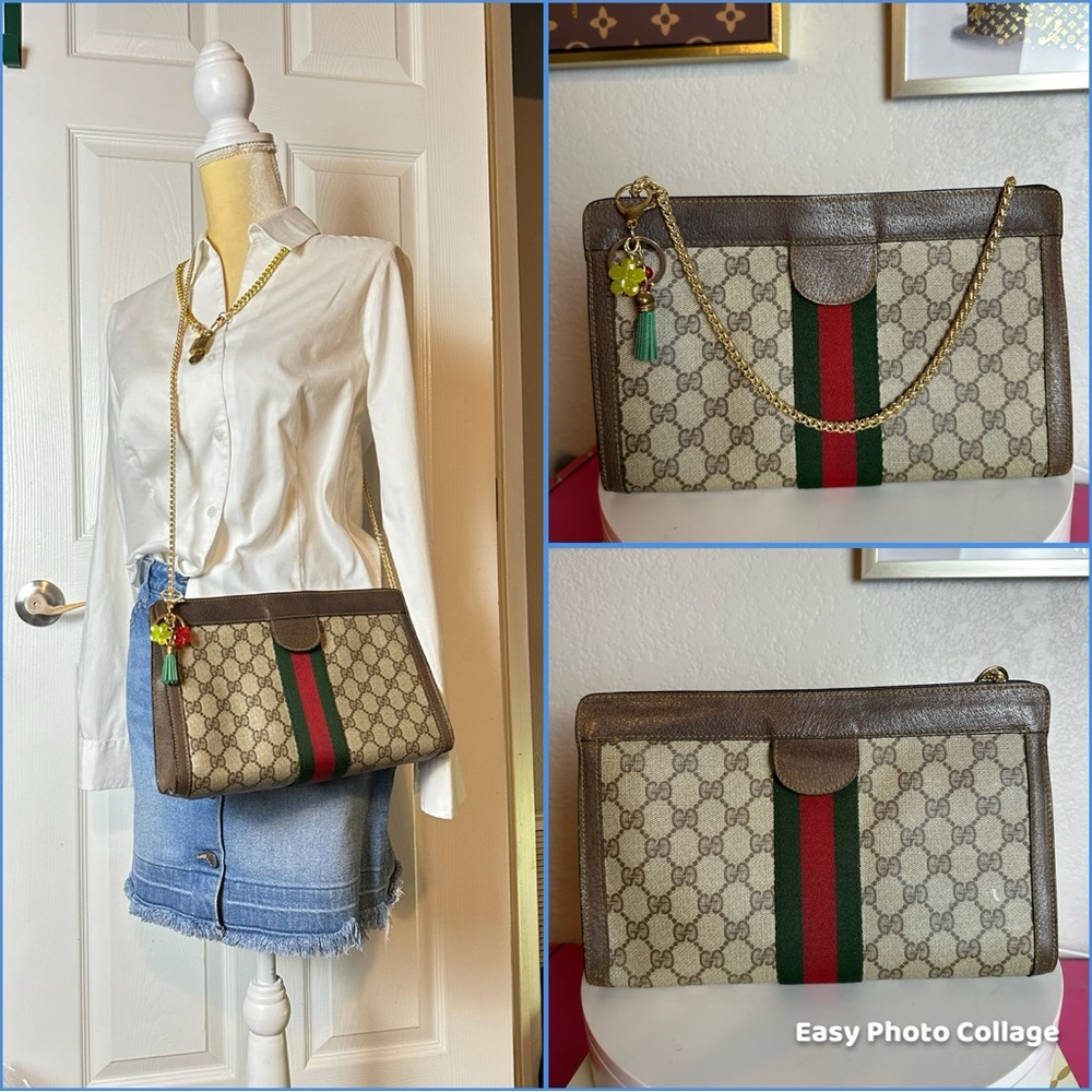 👜GUCCI GG PVC Leather Sherry Line Crossbody Bag - Picture 3 of 14